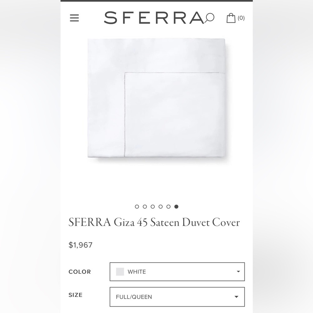 NWT Sferra Giza 45 Queen Sateen Duvet Cover - white